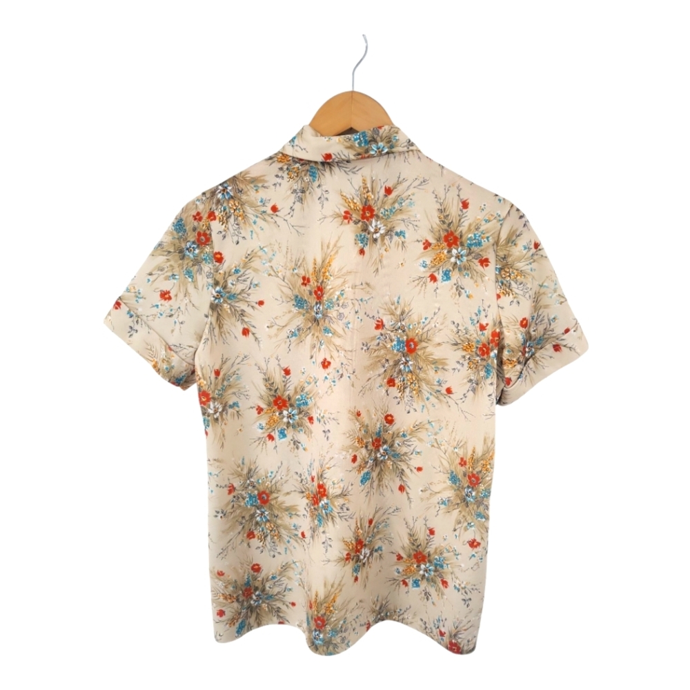 Vintage 70's Shirley Retro Wildflower Button Front Smock Top M/L 38 - Picture 3 of 8